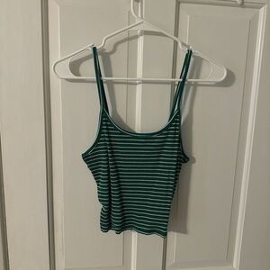 Medium American Eagle Green and white striped tank top